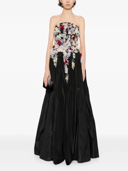 Rochie maxi Saiid Kobeisy cu broderie de costum negru