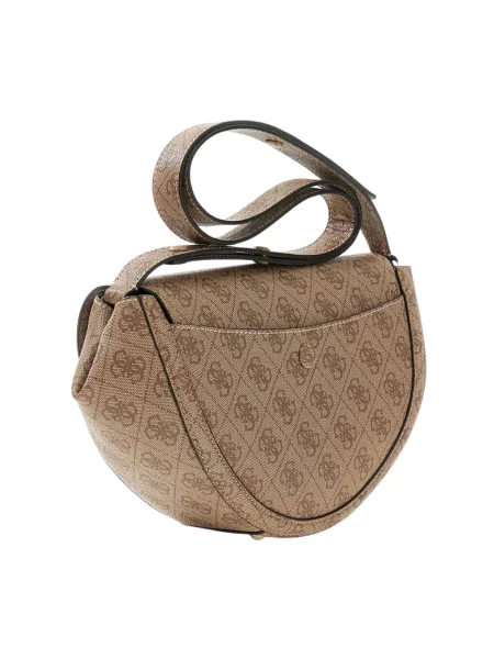 Torba na ramię z aplikacją z metką model COLEEN' Guess beżowa