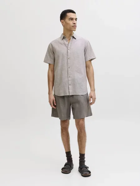 Льняная повседневная рубашка Jack & Jones бежевая