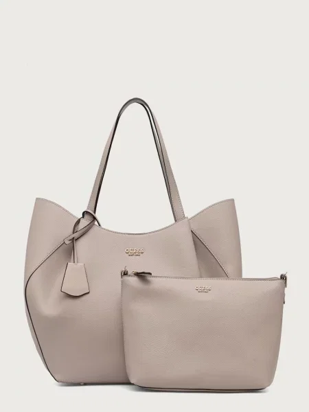 Guess шопинг чанта дамска от имитация на кожа AMORETTE бежово