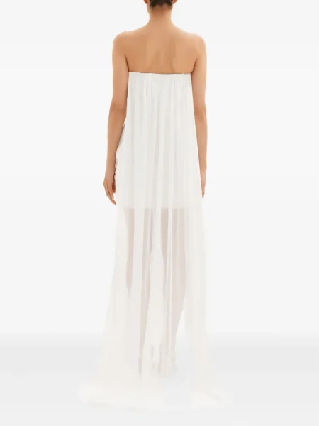Rochie mini Post Meridiem drapată de costum alb