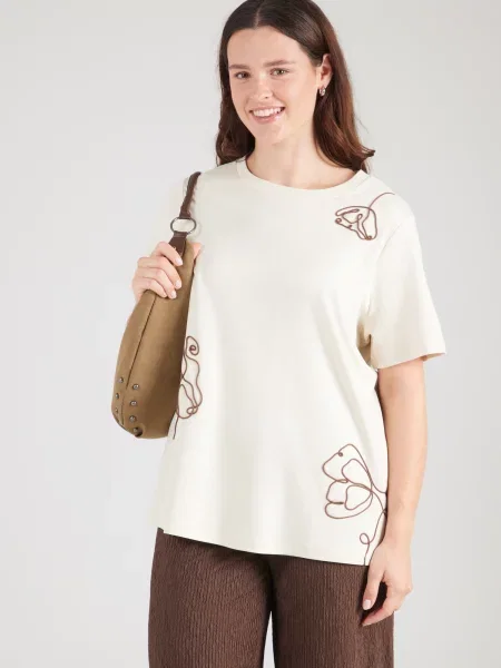 Vero Moda Curve Tričko VMCIrene krémová / tmavohnedá