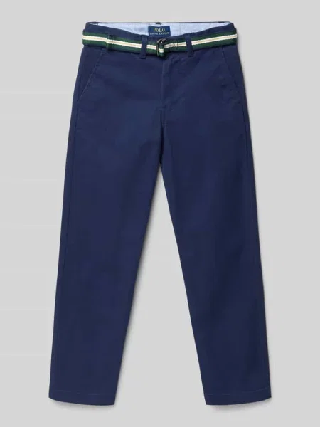 Proste spodnie chinos z mieszanki bawełny Polo Ralph Lauren granatowe