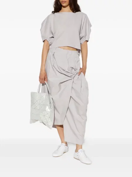 Fustă midi Issey Miyake asimetrică drapată gri