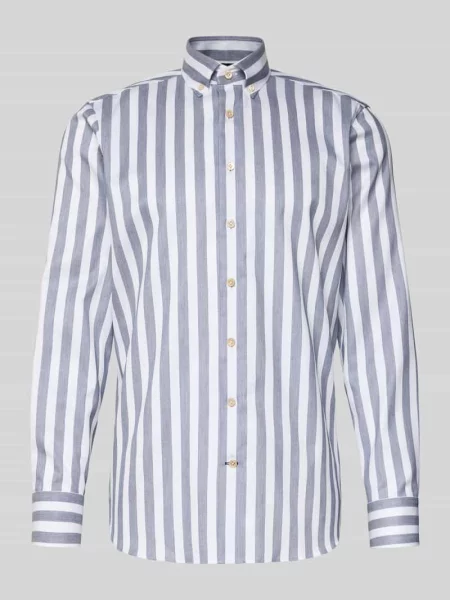 Koszula casualowa o kroju slim fit z kołnierzykiem typu button down model ‘Sergio’ Olymp Signature Slim Fit granatowa