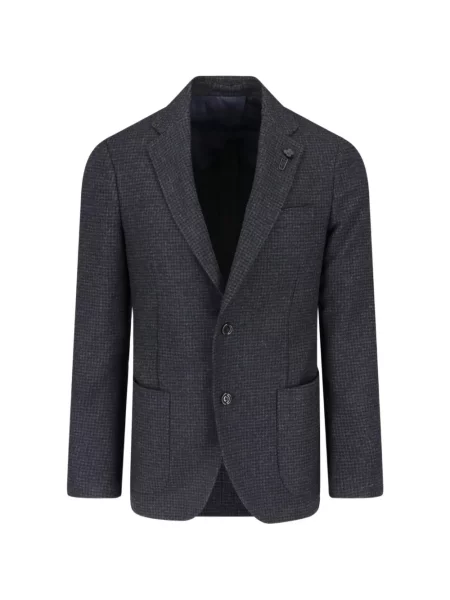Sacou Lardini în carouri cu rever gri