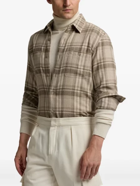 Карирана дълго риза Ralph Lauren Purple Label виолетово