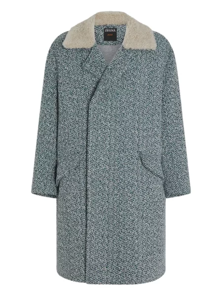 Palton Zegna cu model herringbone albastru