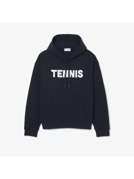 Lacoste Bluza Z Kapturem Z Nadrukiem Tenisowym czarny