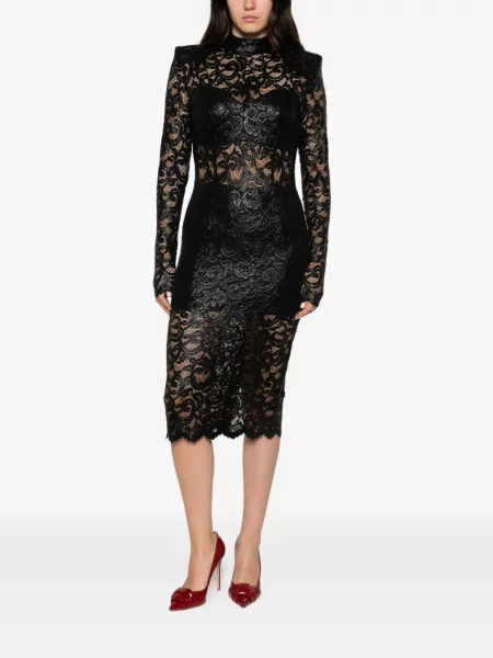Rochie midi Babylone Paris din dantelă negru