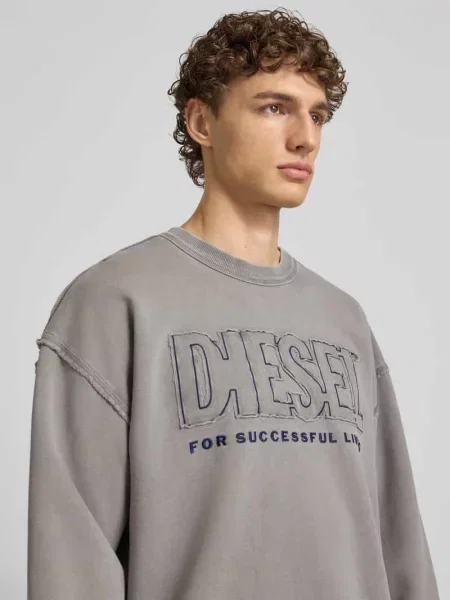 Bluza z detalem z logo Diesel szara