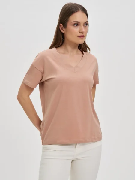Tricou Marisse cu decolteu în V bej