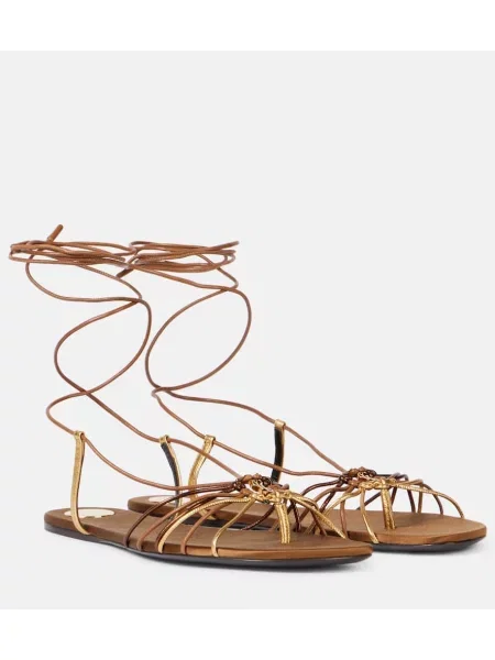 Sandale Saint Laurent din piele auriu