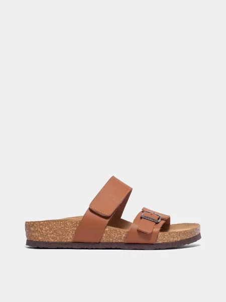 Кожаные шлепанцы Leon коричневые