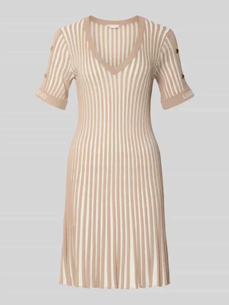 Sukienka mini z prążkowanymi wykończeniami Liu Jo beżowa