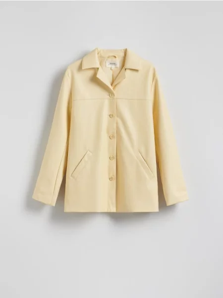 Reserved Geacă din piele ecologică galben-deschis galben