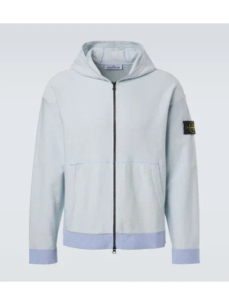 Kapucnis melegítő felső Stone Island strasszokkal kék
