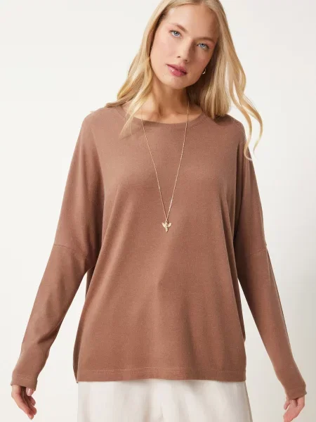 Happiness İstanbul Tričko kaštanově hnědá