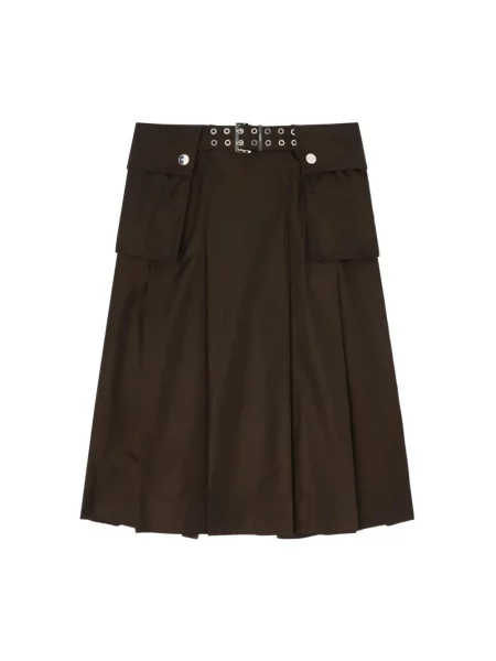 Spódnica plisowana Ganni brązowa