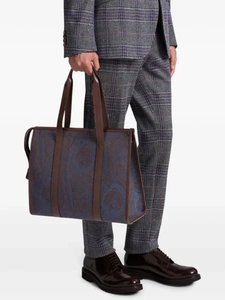 Geantă Etro cu model paisley maro