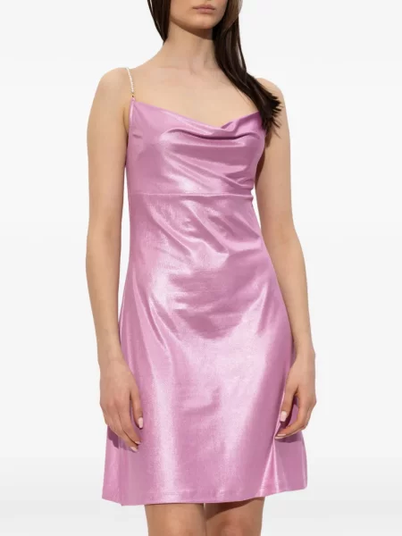 Sukienka jeansowa Versace Jeans Couture z perełkami różowa