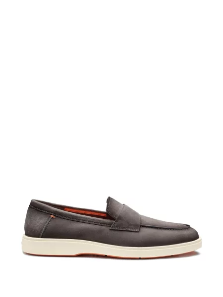 Pantofi loafer Santoni din piele de căprioară gri