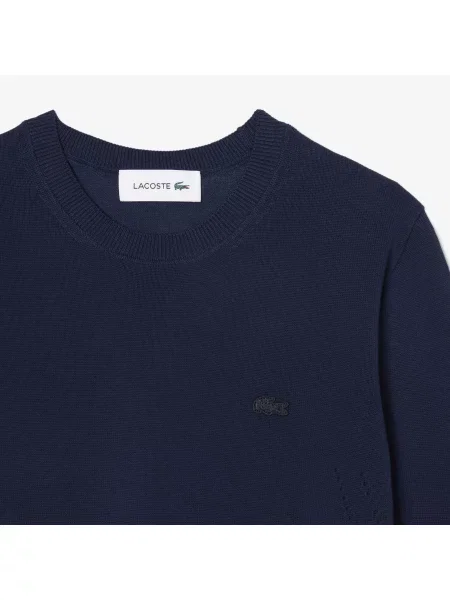 Lacoste Sweter 3D Z Okrągłym Kołnierzykiem Granatowy niebieski