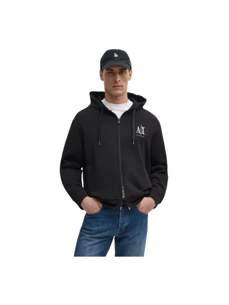 Bluza z kapturem Armani Exchange z kapturem czarna