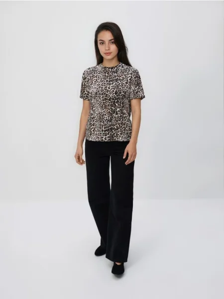 Reserved Tricou cu imprimeu leopard multicolor