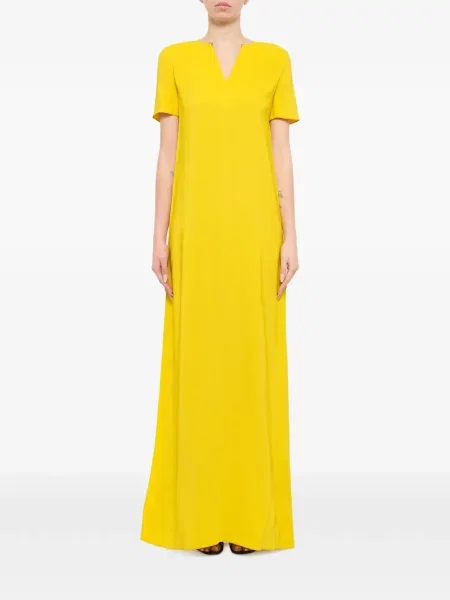 Scurt rochie maxi Lanvin cu decolteu în V galben