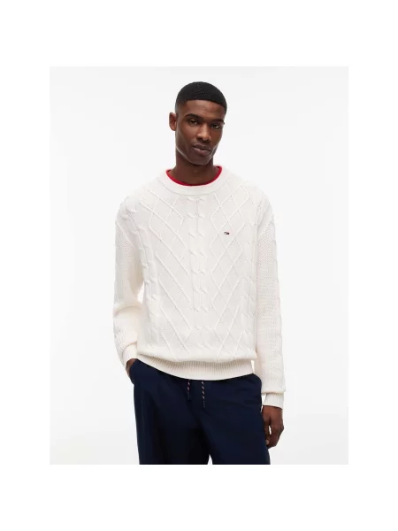 Pletená mikina Tommy Jeans biela