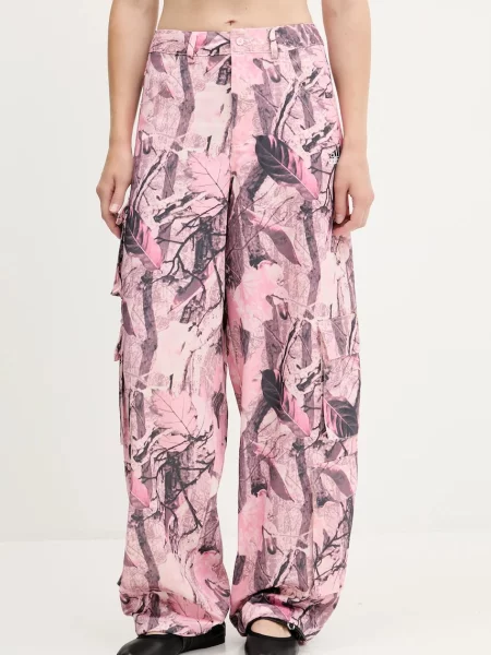 Adidas Originals spodnie Sat Cargo Pants szerokie high waist różowy