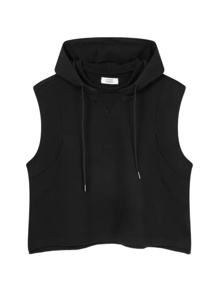 Hanorac cu glugă Tomboy fără mâneci cu cordon negru