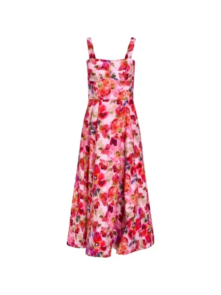 Rochie midi Saloni cu model floral cu imagine roz