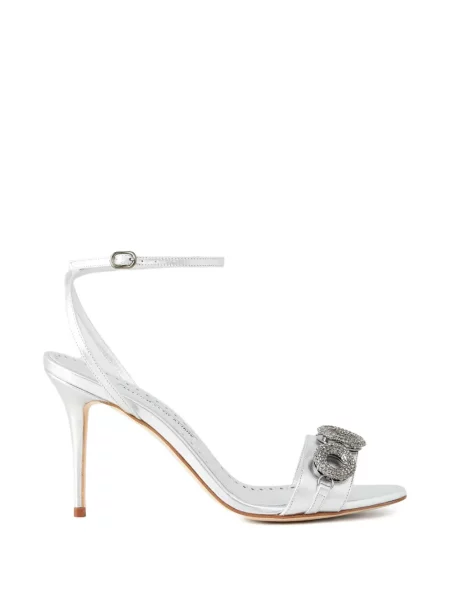 Sandale Manolo Blahnik de cristal argintiu