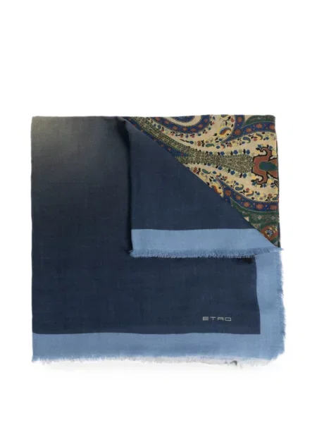 Fular Etro cu model paisley albastru