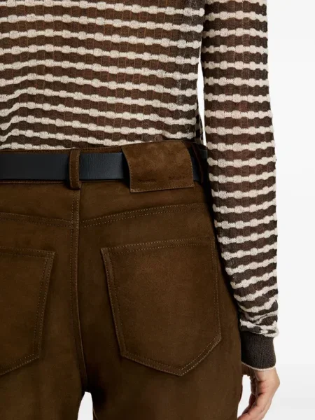 Pantaloni Proenza Schouler White Label din piele de căprioară alb