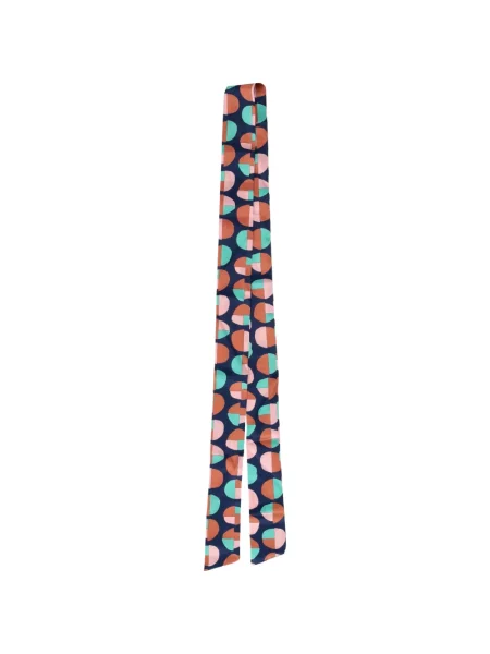 Curea Laura Urbinati din satin cu imagine cu imprimeu geometric albastru