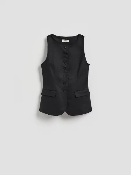 Reserved Лляна жилетка чорний