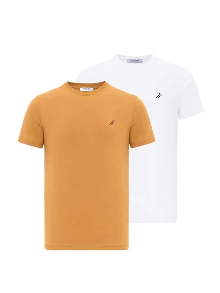Moxx Paris Tricou maro cămilă alb