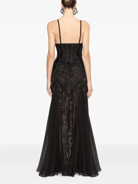 Rochie maxi Nissa din dantelă de costum negru