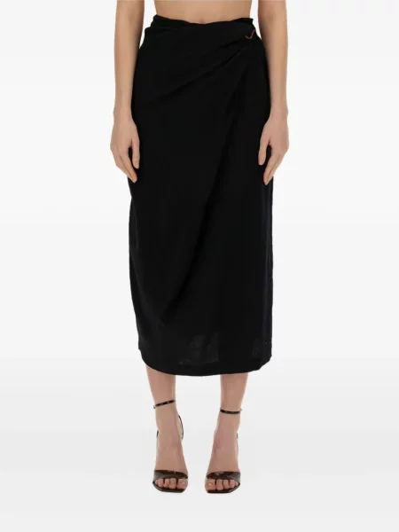 Fustă midi Alysi drapată până la genunchi negru