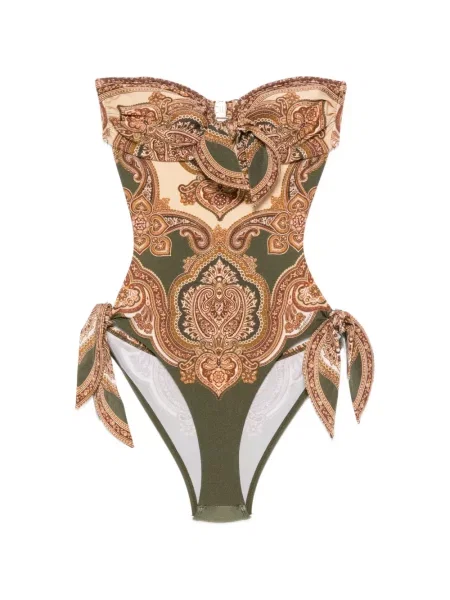 Fular Zimmermann cu imagine cu model paisley verde