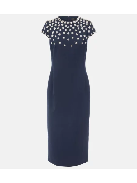 Volnena midi obleka Oscar De La Renta modra