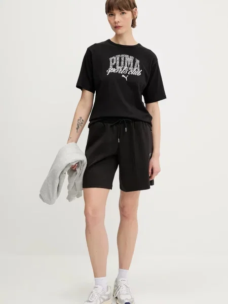 Шорти Puma однотонна висока посадка чорний