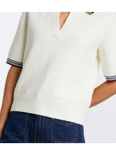 Tricou polo Veronica Beard tricotate alb