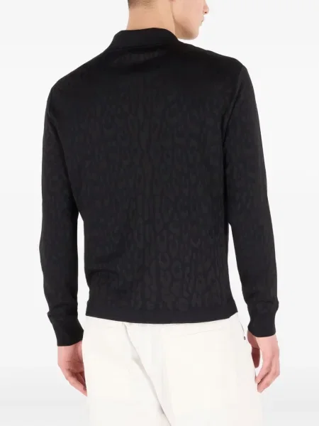 Polo Roberto Cavalli cu imagine cu model leopard negru