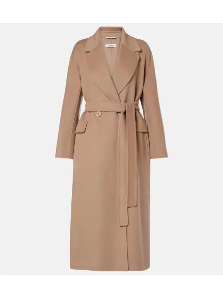 Płaszcz S Max Mara wełniany kopertowy beżowy