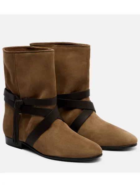 Gležnjače Isabel Marant od brušene kože zelena