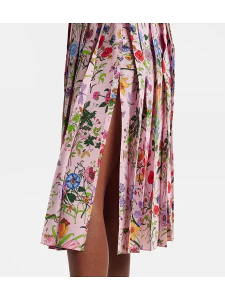 Fustă midi Gucci de mătase cu model floral